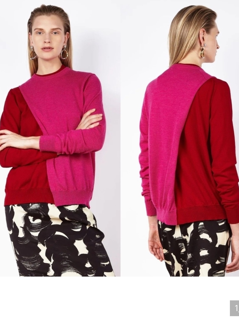 Net-a-porter colville double dipper Color Block Wool Sweater Italian Knit size S